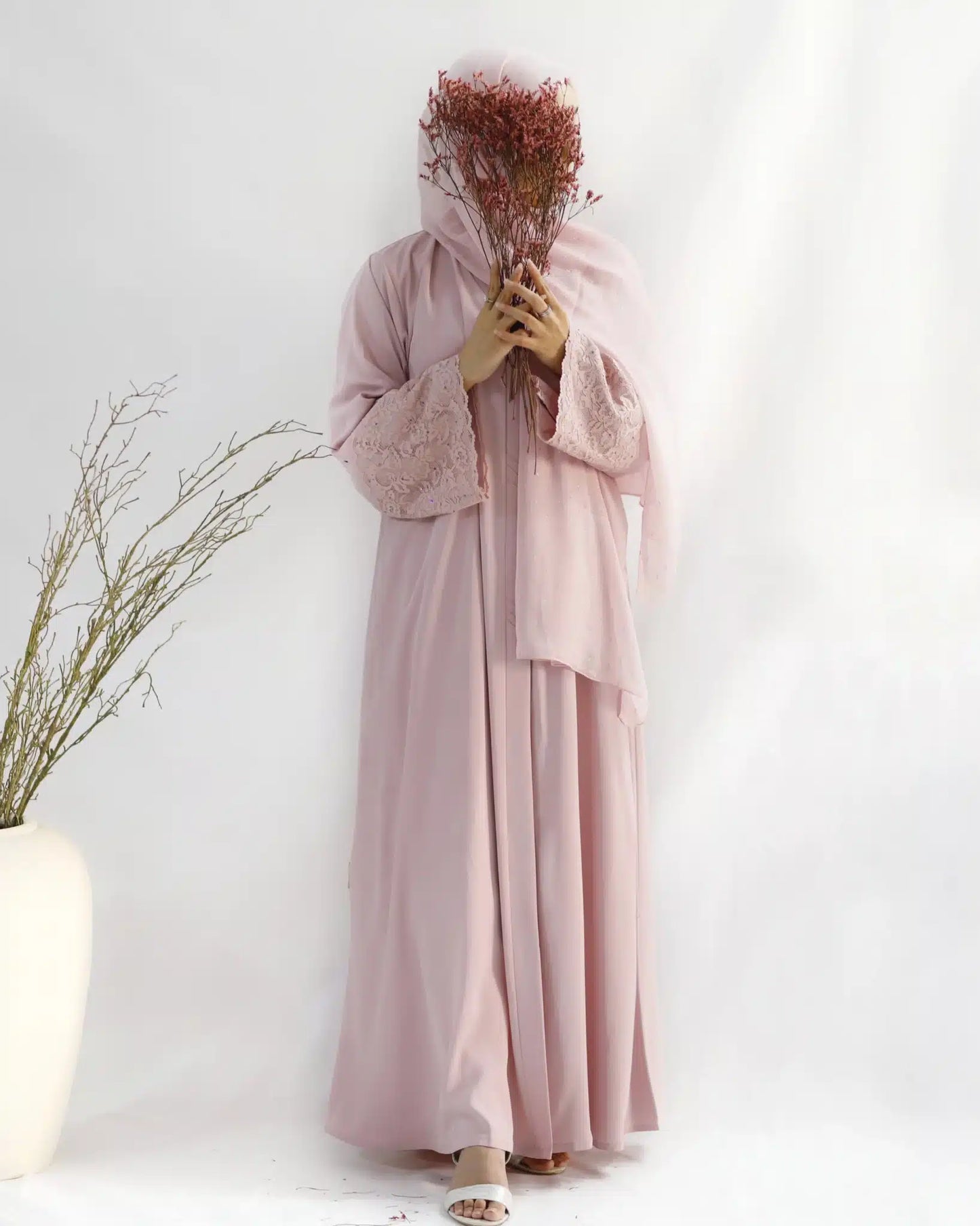 Blush Lace Abaya