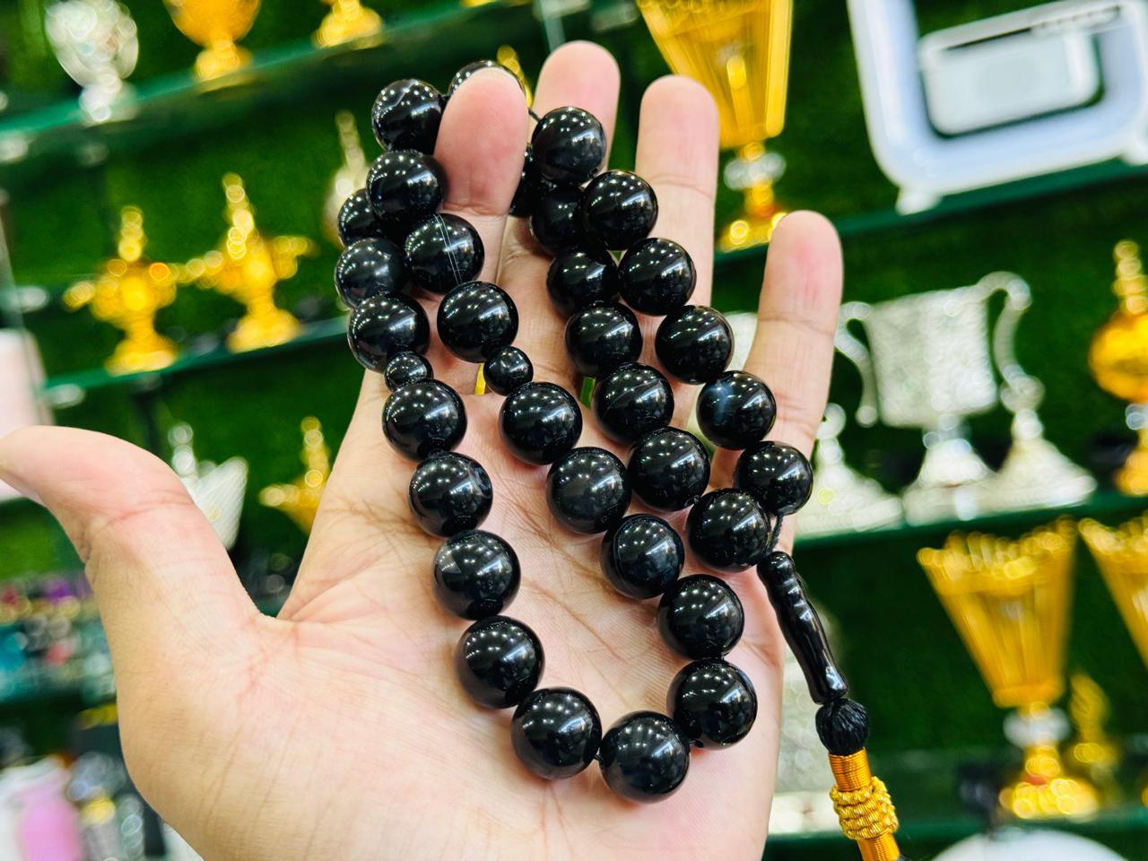 Black Aqeeq 15mm 33 Beads Tasbih - A Powerful and Elegant Companion