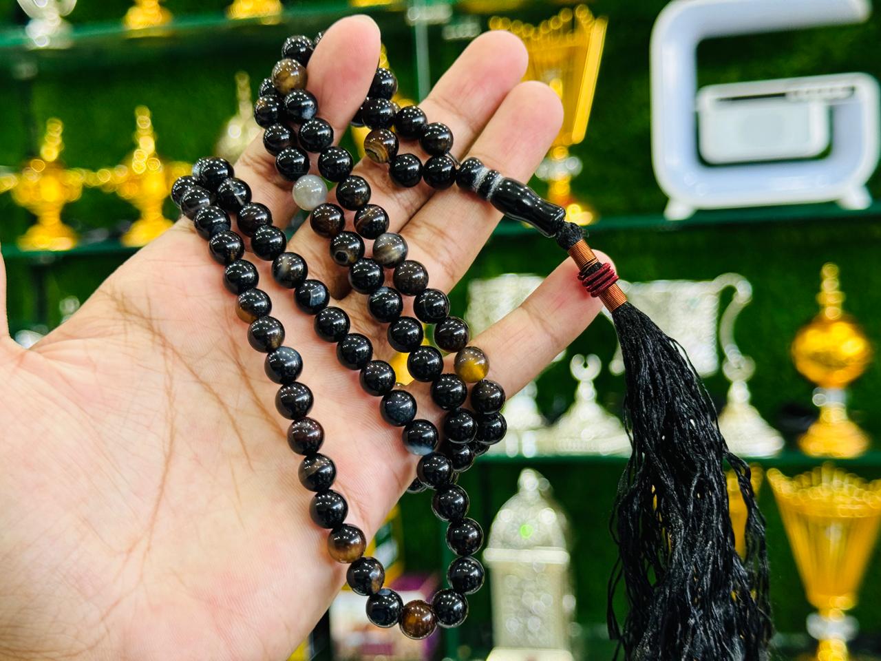 Black Aqeeq Tasbih - 100 Beads