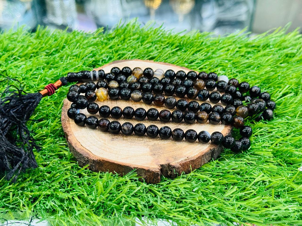 Black Aqeeq Tasbih - 100 Beads