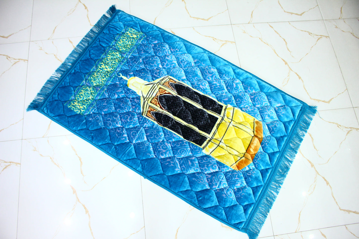 Mukaam e Ibrahim Design Foam and velvet Prayer Mat - Jaynamaz