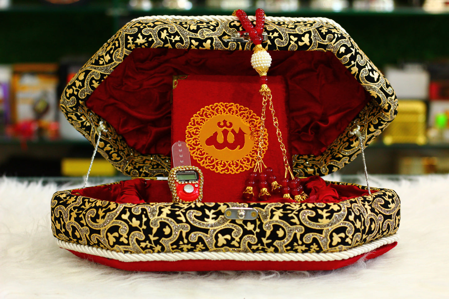 Red Quran Pak with Stylish Box - A Bold and Sophisticated Way to Carry Your Faith