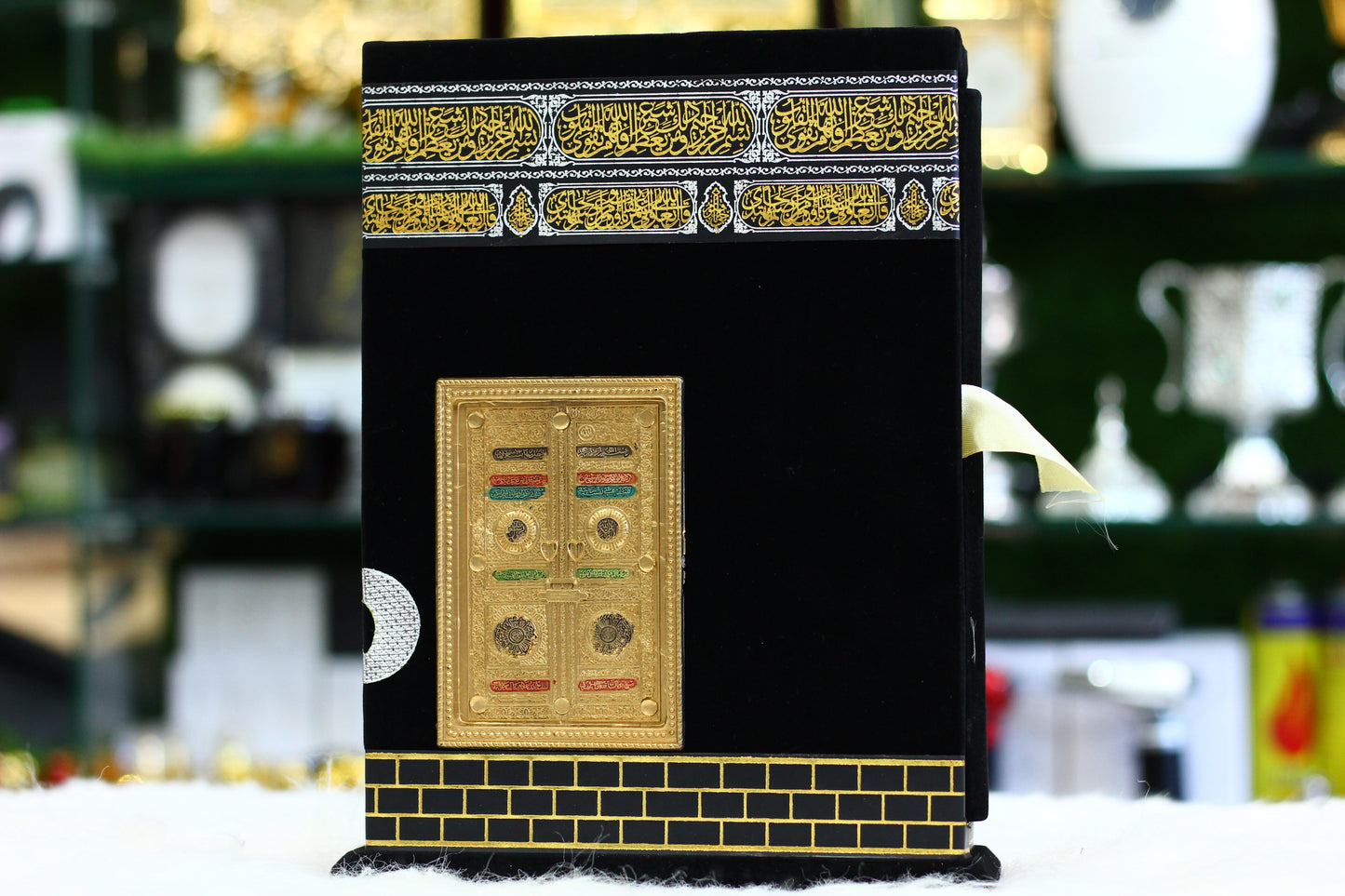 Ghilaf-e-Kaba Design Quran Pak with Stand Box