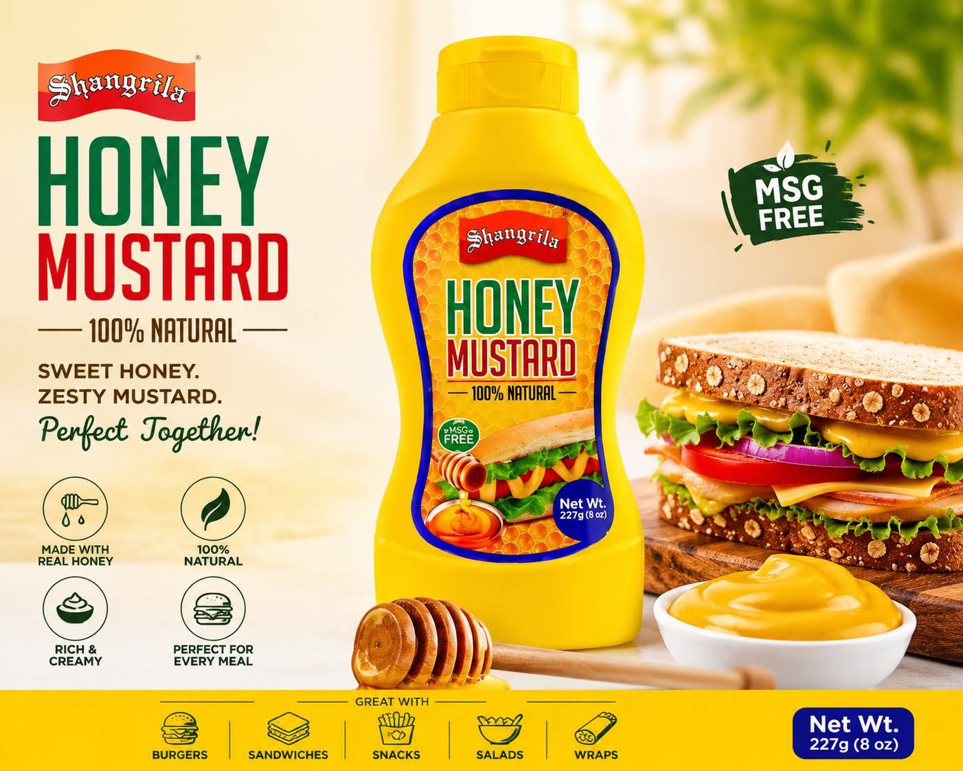 Honey Mustard Sauce 227g ? Sweet & Tangy Mustard Dressing [[Pre-Order/Promise to Sell  Order subject to confirmation & cancellation]] premium Quality