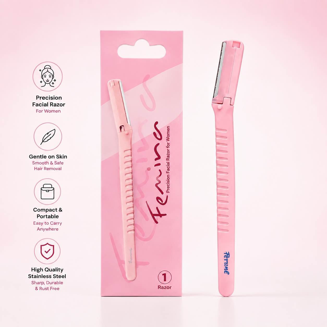 Pack of 2 Femina Eyebrow & Facial Razor for Women ? Precision Face Hair Removal Razor premium Quality