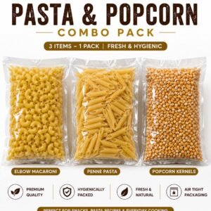 Pasta & Popcorn Combo Pack 750g (250g x 3) ? Elbow Macaroni, Penne Pasta & Popcorn Kernels ? Hygienically Packed [[Pre-Order/Promise to Sell  Order subject to confirmation & cancellation]] premium Quality