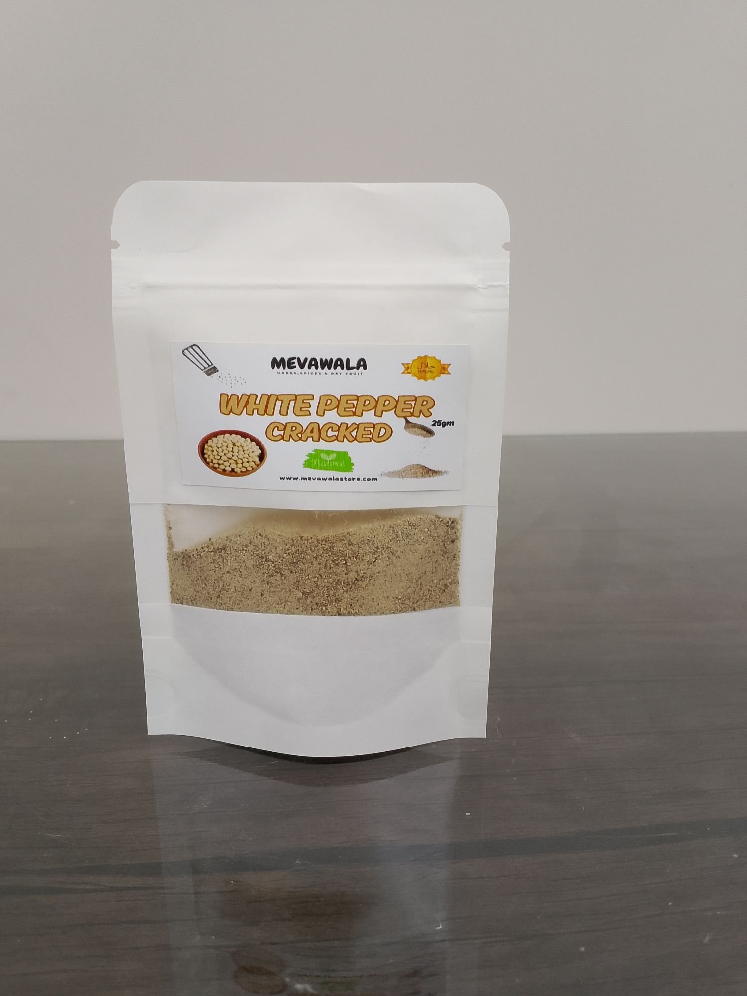 Mevawala Premium White Pepper Cracked 25g (pack of 2) | Pure Safed Mirch | Get a Discount ? Order at HappyHomePak.com. - Free Delivery on 3000+ (Note : Promise to Sell - Order subject to confirmation & cancellation)