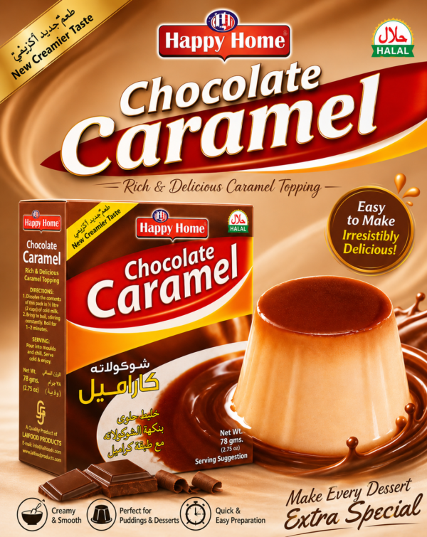 Happy Home Dessert Mix 78g – Instant Creamy Caramel Pudding with Caramel Topping | Halal Dessert Mix