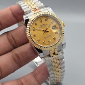 Premium Two-Tone Gold Champagne Diamond-Style Luxury Watch