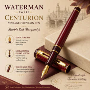 Waterman Centurion Marble Red Fountain Pen – Screw Converter Fill